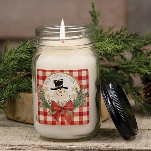 Warm Christmas Wishes Snowberry Pint Jar Candle - Olde Glory