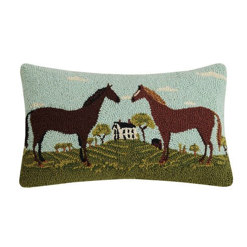 Warren Kimble Horses Hooked Cushion - Olde Glory