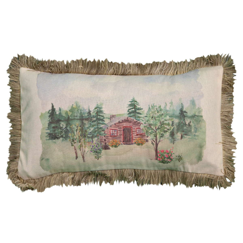 Watercolour Cabin in Pines Cushion - Olde Glory