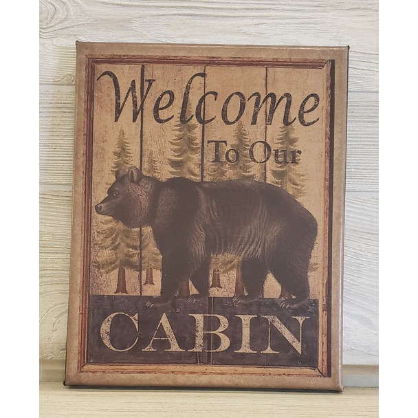 Welcome to our Cabin Bear Canvas - Olde Glory