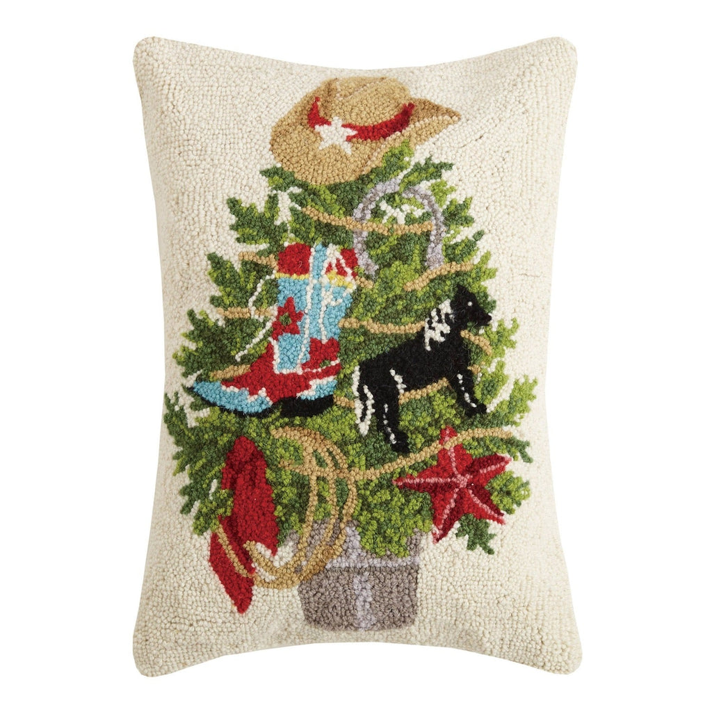Western Christmas Tree Hooked Cushion - Olde Glory