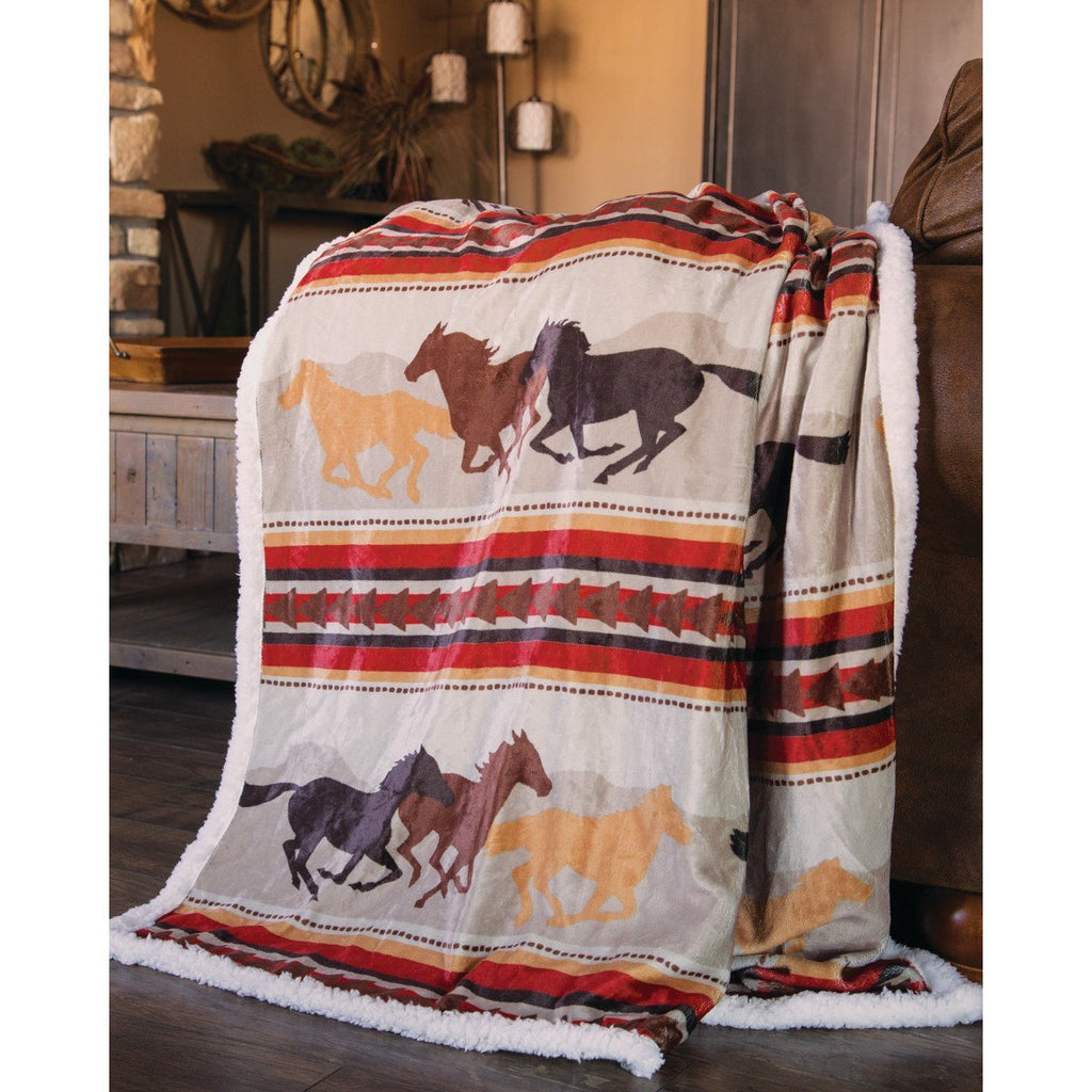Wrangler Running Horses Plush Throw - Olde Glory